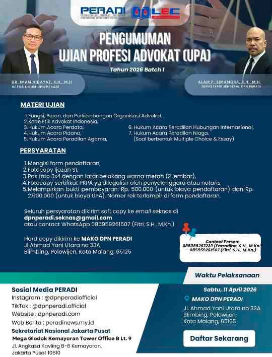 Ujian profesi advokat 2026 batch 1
